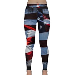 Grunge American Flag Classic Yoga Leggings by Vaneshart