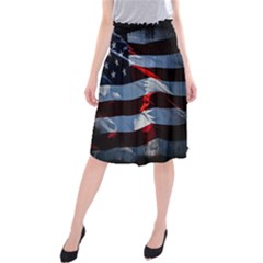 Grunge American Flag Midi Beach Skirt by Vaneshart