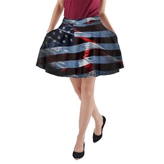 Grunge American Flag A-line Pocket Skirt by Vaneshart