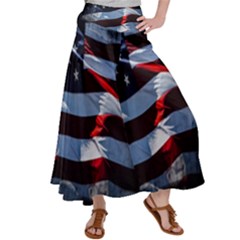 Grunge American Flag Satin Palazzo Pants by Vaneshart