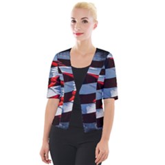 Grunge American Flag Cropped Button Cardigan by Vaneshart