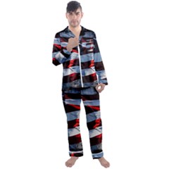 Grunge American Flag Men s Satin Pajamas Long Pants Set by Vaneshart