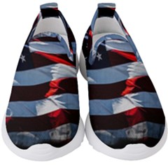 Grunge American Flag Kids  Slip On Sneakers by Vaneshart