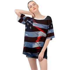 Grunge American Flag Oversized Chiffon Top