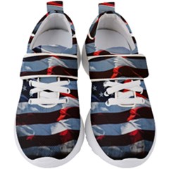 Grunge American Flag Kids  Velcro Strap Shoes by Vaneshart