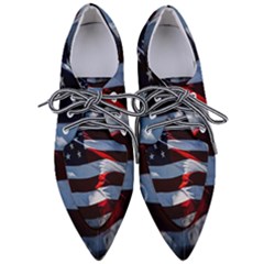 Grunge American Flag Women s Pointed Oxford Shoes by Vaneshart