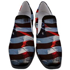 Grunge American Flag Women Slip On Heel Loafers by Vaneshart