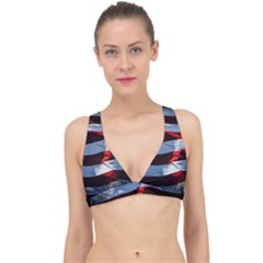 Grunge American Flag Classic Banded Bikini Top