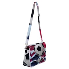 Soccer Ball With Great Britain Flag Shoulder Bag With Back Zipper by Vaneshart