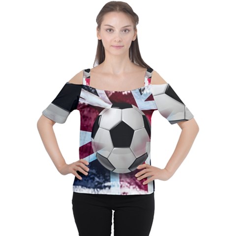 Soccer Ball With Great Britain Flag Cutout Shoulder Tee by Vaneshart