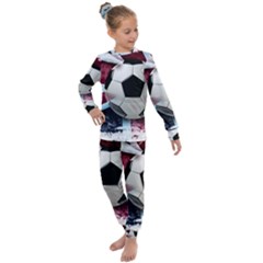 Soccer Ball With Great Britain Flag Kids  Long Sleeve Set  by Vaneshart