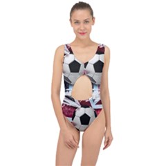 Soccer Ball With Great Britain Flag Center Cut Out Swimsuit by Vaneshart