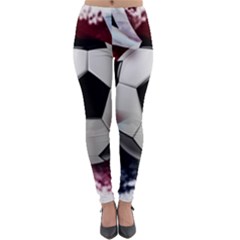 Soccer Ball With Great Britain Flag Lightweight Velour Leggings by Vaneshart