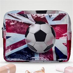 Soccer Ball With Great Britain Flag Make Up Pouch (large) by Vaneshart