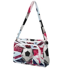 Soccer Ball With Great Britain Flag Front Pocket Crossbody Bag by Vaneshart