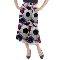 Soccer Ball With Great Britain Flag Midi Mermaid Skirt