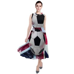 Soccer Ball With Great Britain Flag Round Neck Boho Dress