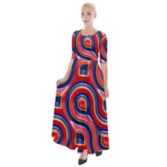 Pattern Curve Design Half Sleeves Maxi Dress