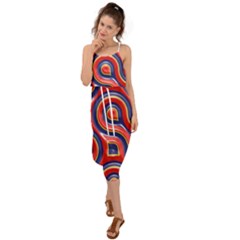 Pattern Curve Design Waist Tie Cover Up Chiffon Dress