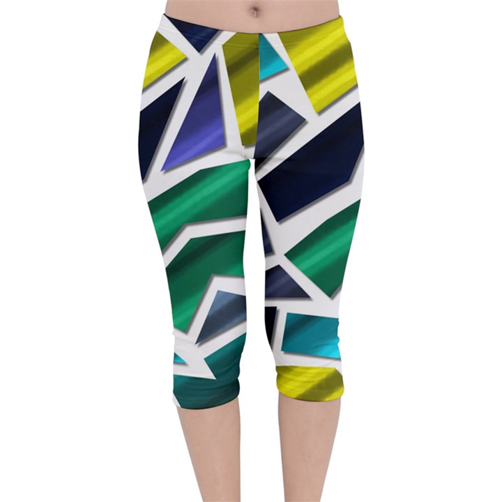 Mosaic Shapes Velvet Capri Leggings 