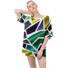 Mosaic Shapes Oversized Chiffon Top