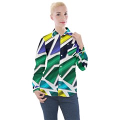 Mosaic Shapes Women s Long Sleeve Pocket Shirt