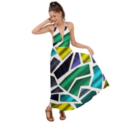 Mosaic Shapes Backless Maxi Beach Dress