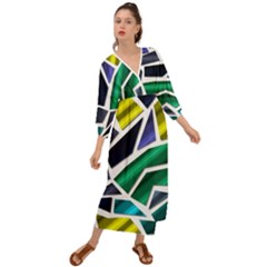 Mosaic Shapes Grecian Style  Maxi Dress