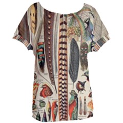 Feathers Birds Vintage Art Women s Oversized Tee by Vaneshart