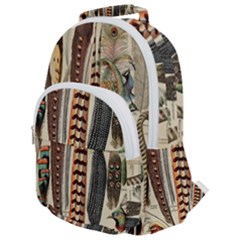 Feathers Birds Vintage Art Rounded Multi Pocket Backpack by Vaneshart