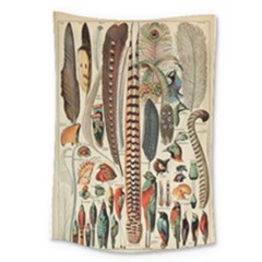 Feathers Birds Vintage Art Large Tapestry by Vaneshart