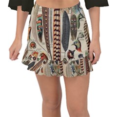 Feathers Birds Vintage Art Fishtail Mini Chiffon Skirt by Vaneshart