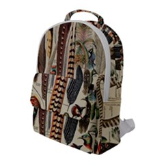 Feathers Birds Vintage Art Flap Pocket Backpack (large) by Vaneshart