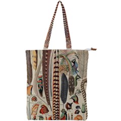 Feathers Birds Vintage Art Double Zip Up Tote Bag by Vaneshart