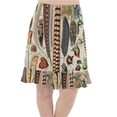 Feathers Birds Vintage Art Fishtail Chiffon Skirt