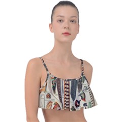 Feathers Birds Vintage Art Frill Bikini Top