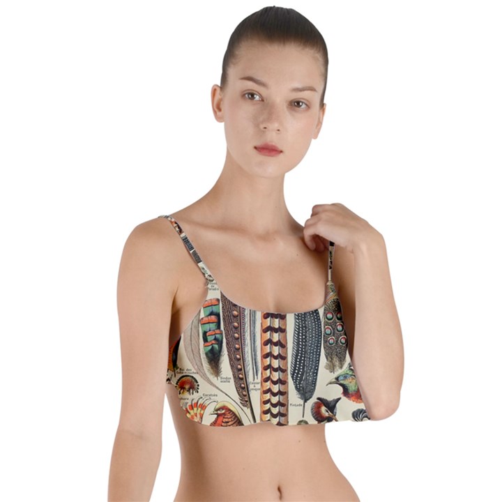 Feathers Birds Vintage Art Layered Top Bikini Top 