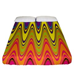 Retro Colorful Waves Background Fitted Sheet (queen Size) by Vaneshart