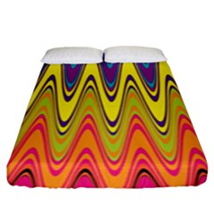 Retro Colorful Waves Background Fitted Sheet (king Size) by Vaneshart