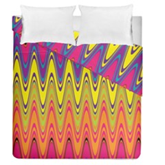 Retro Colorful Waves Background Duvet Cover Double Side (queen Size) by Vaneshart