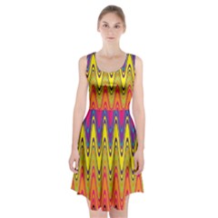 Retro Colorful Waves Background Racerback Midi Dress by Vaneshart