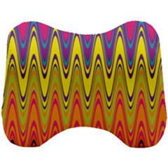 Retro Colorful Waves Background Head Support Cushion by Vaneshart