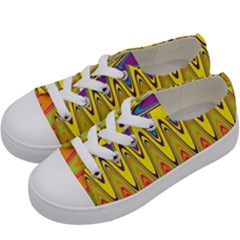 Retro Colorful Waves Background Kids  Low Top Canvas Sneakers by Vaneshart