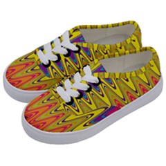 Retro Colorful Waves Background Kids  Classic Low Top Sneakers by Vaneshart