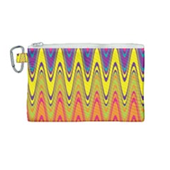 Retro Colorful Waves Background Canvas Cosmetic Bag (medium) by Vaneshart