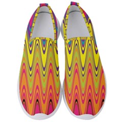 Retro Colorful Waves Background Men s Slip On Sneakers by Vaneshart