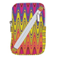 Retro Colorful Waves Background Belt Pouch Bag (large)