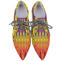 Retro Colorful Waves Background Women s Pointed Oxford Shoes