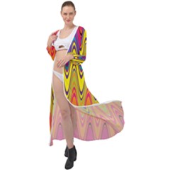 Retro Colorful Waves Background Maxi Chiffon Beach Wrap