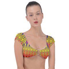 Retro Colorful Waves Background Cap Sleeve Ring Bikini Top